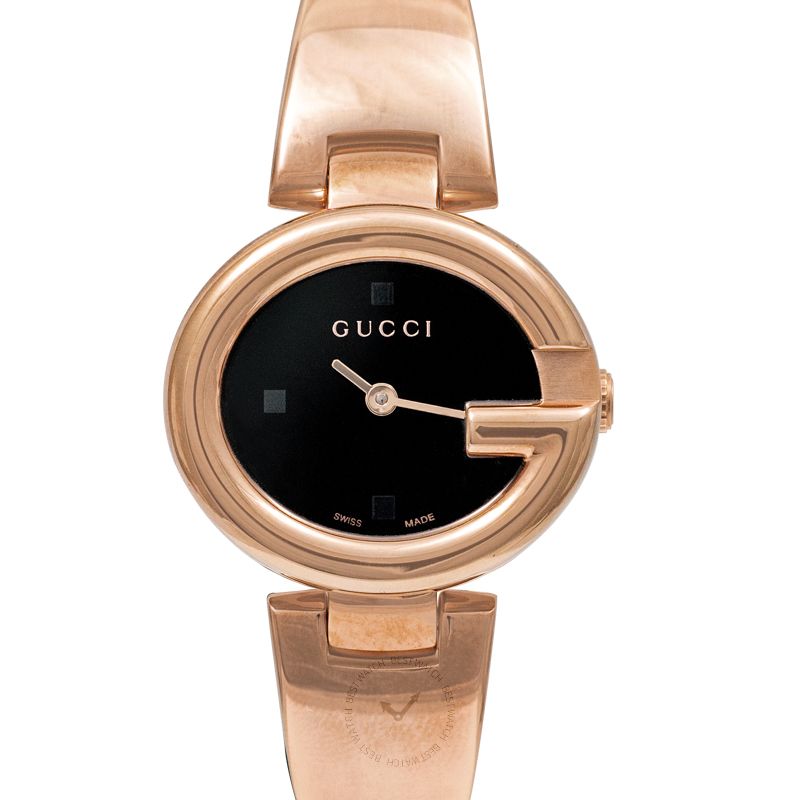 Gucci Guccissima Collection Quartz Black Dial Rose Gold Steel Strap Watch For Women - YA134509 Buy Now By Gucci