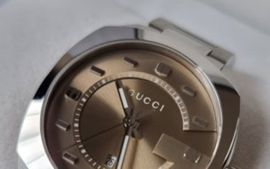 Gucci Vintage Diamonds Brown Dial Silver Steel Strap Watch For Men - YA142409 Buy Now By Gucci
