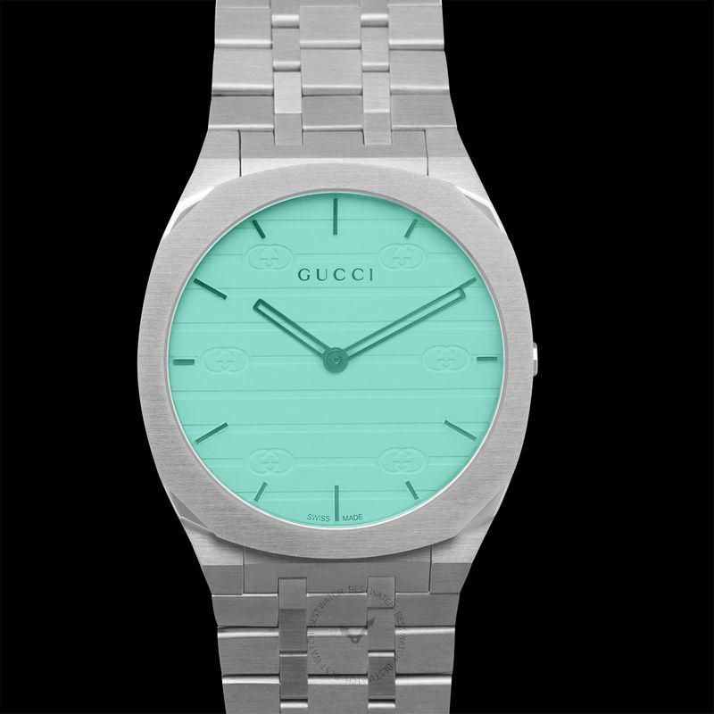 Gucci 25H Quartz Turquoise Dial Silver Steel Strap Watch For Women - YA163409 Buy Now By Gucci