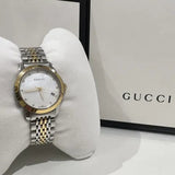 Gucci G Timeless Diamonds Mother of Pearl Dial Two Tone Mesh Bracelet Watch for Women - YA126513 Buy Now By Gucci