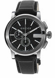 Gucci G Chrono Black Dial Black Leather Strap Watch For Men - YA101205 Buy Now By Gucci