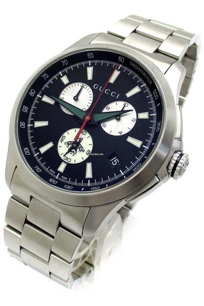 Gucci G-Timeless Chronograph Black Dial Silver Steel Strap Watch For Men - YA126267 Buy Now By Gucci