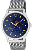 Gucci G-Timeless Motifs Moon Phase Blue Dial Silver Mesh Bracelet Watch For Men - YA126328 Buy Now By Gucci