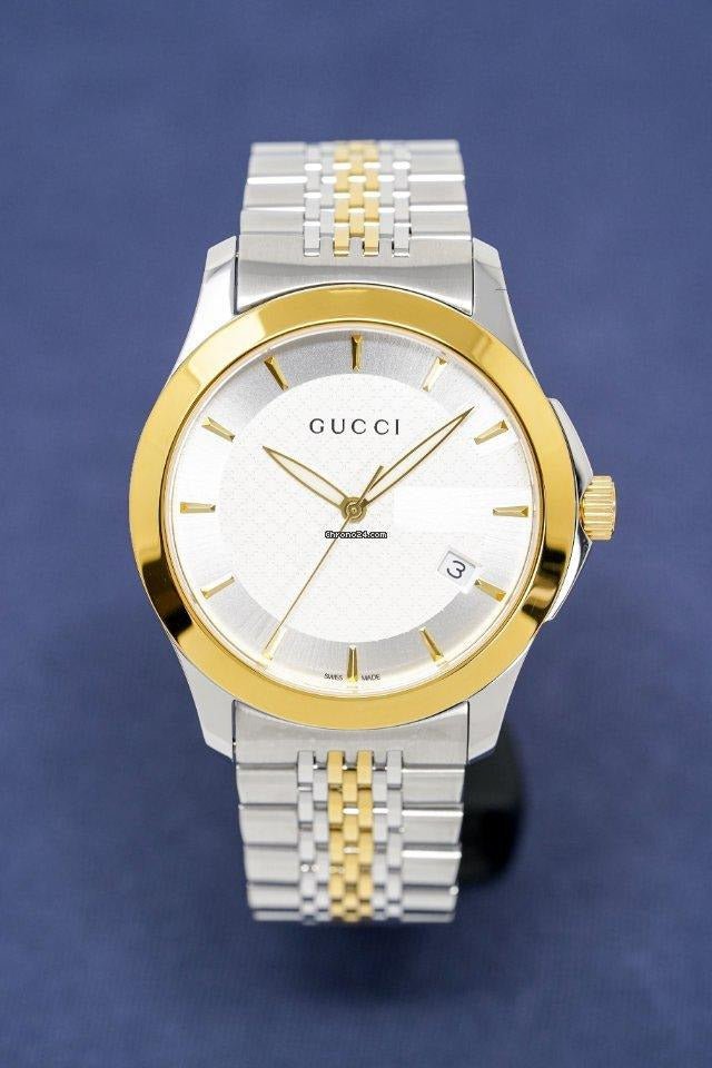 Gucci G Timeless Silver Dial Two Tone Steel Strap Watch For Men - YA126409 Buy Now By Gucci
