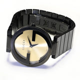Gucci Interlocking Grammy XL Gold Dial Black Steel Strap Watch for Men - YA133209 Buy Now By Gucci