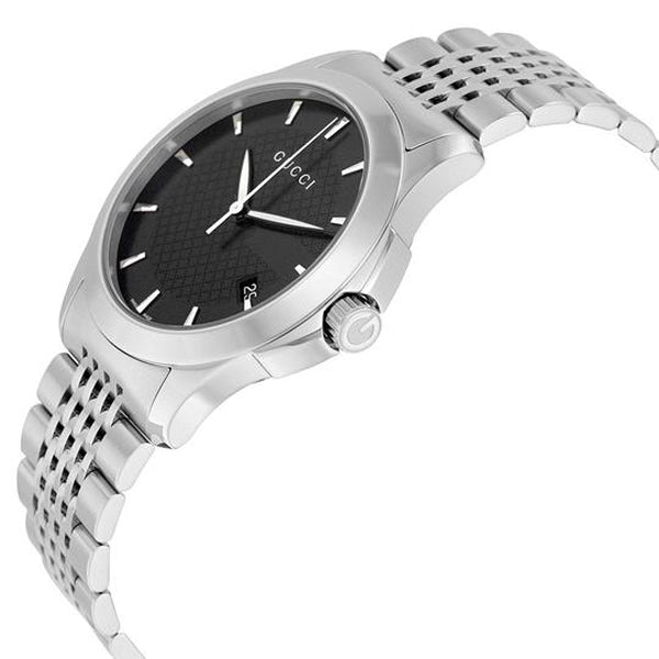 Gucci G Timeless Black Dial Silver Steel Strap Watch For Men - YA126402 Buy Now By Gucci