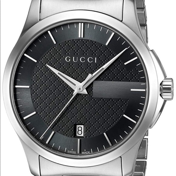 Gucci G Timeless Black Dial Silver Steel Strap Unisex Watch - YA126457 Buy Now By Gucci