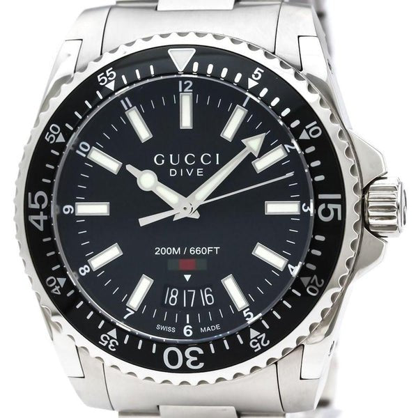 Gucci Dive Quartz Black Dial Silver Steel Strap Watch For Men - YA136301 Buy Now By Gucci