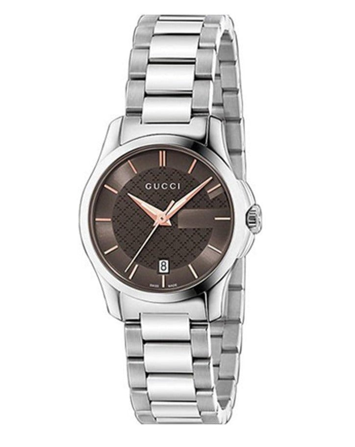 Gucci G Timeless Brown Dial Silver Steel Strap Watch For Women - YA126529 Buy Now By Gucci