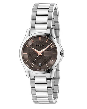 Gucci G Timeless Brown Dial Silver Steel Strap Watch For Women - YA126529 Buy Now By Gucci