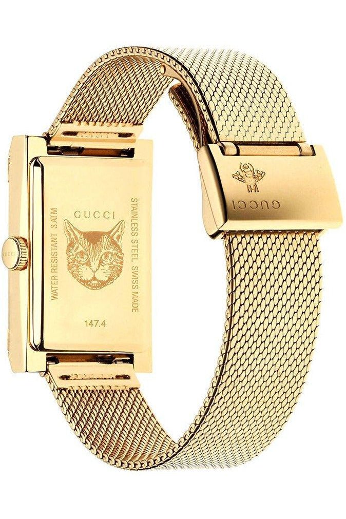 Gucci G-Frame Mother of Pearl Dial Yellow Gold Mesh Bracelet Watch For Women - YA147410 Buy Now By Gucci