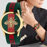 Gucci Le Marche des Merveilles Green & Red Dial Green & Red NATO Strap Unisex Watch - YA126487 Buy Now By Gucci