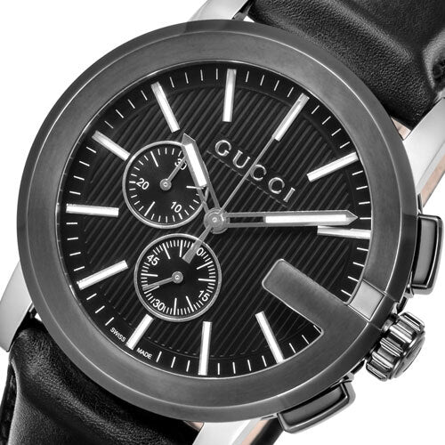 Gucci G Chrono Black Dial Black Leather Strap Watch For Men - YA101205 Buy Now By Gucci