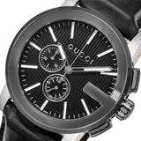 Gucci G Chrono Black Dial Black Leather Strap Watch For Men - YA101205 Buy Now By Gucci