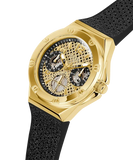 Guess Asteria Multifunction Gold Dial Black Rubber Strap Watch For Women - GW0620L2 Buy Now By Guess