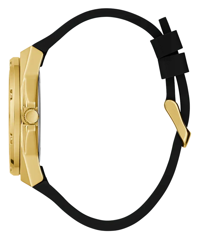 Guess Asteria Multifunction Gold Dial Black Rubber Strap Watch For Women - GW0620L2 Buy Now By Guess
