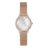 Guess Chelsea Mother of Pearl White Dial Rose Gold Mesh Strap Watch For Women - W0647L2 Buy Now By Guess