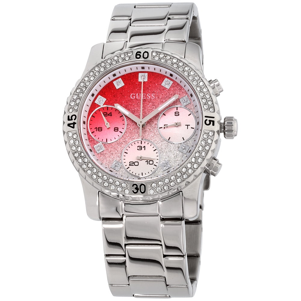 Guess Confetti Diamonds Silver Dial Silver Steel Strap Watch for Women - W0774L7 Buy Now By Guess