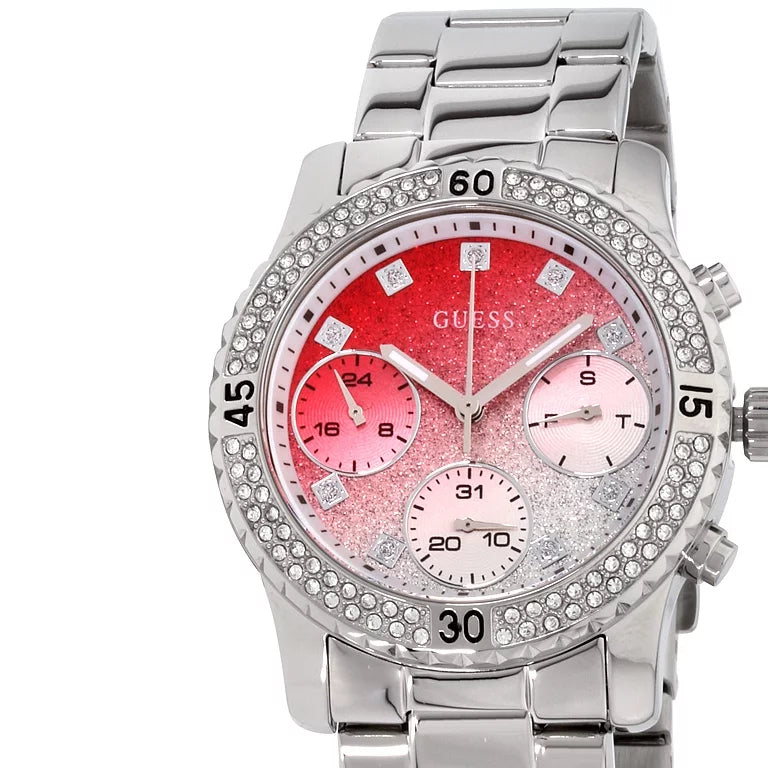 Guess Confetti Diamonds Silver Dial Silver Steel Strap Watch for Women - W0774L7 Buy Now By Guess
