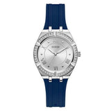 Guess Cosmo Diamonds Silver Dial Blue Rubber Strap Watch for Women - GW0034L5 Buy Now By Guess