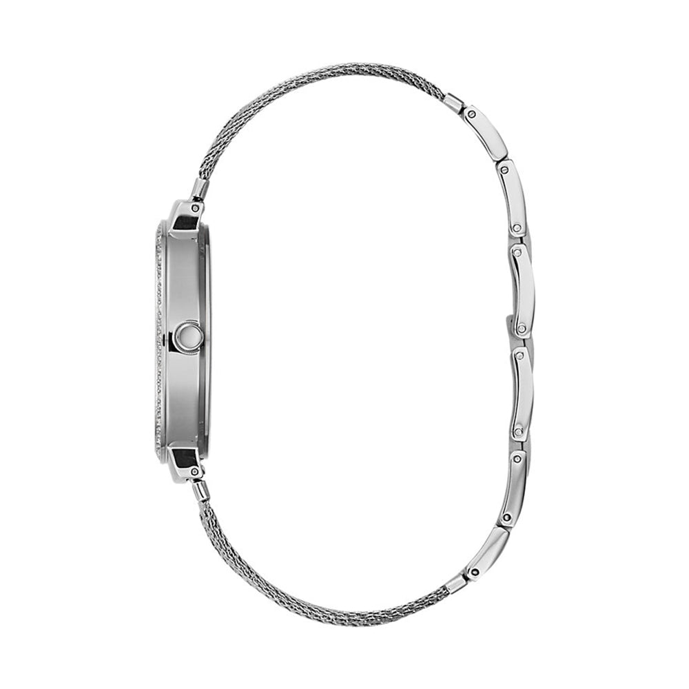 Guess Chiffon Silver Dial Silver Mesh Bracelet Watch For Women - W1083L1 Buy Now By Guess