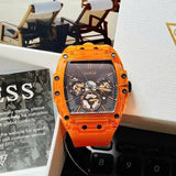 Guess Phoenix Multifunction Black Dial Orange Rubber Strap Watch For Men - GW0203G10 Buy Now By Guess