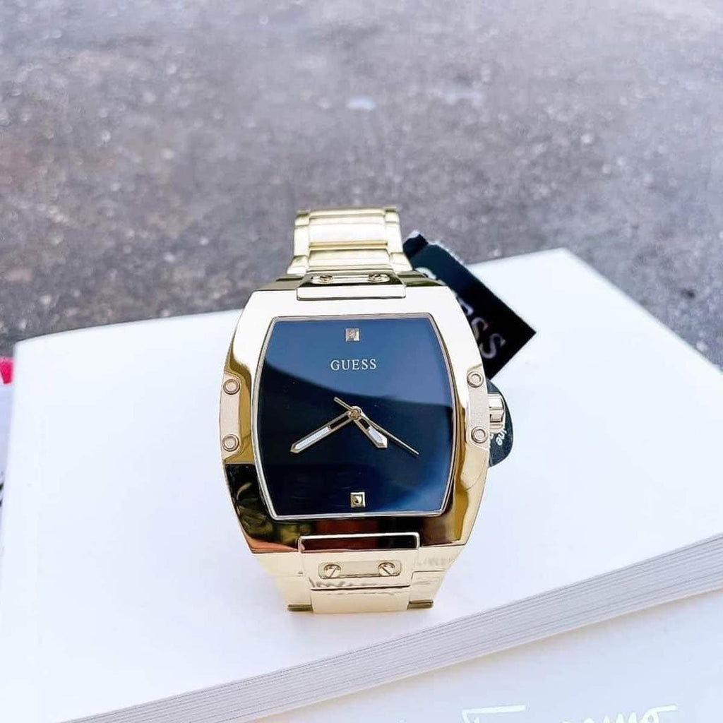 Guess Phoenix Black Dial Gold Steel Strap Watch for Men - GW0387G2 Buy Now By Guess