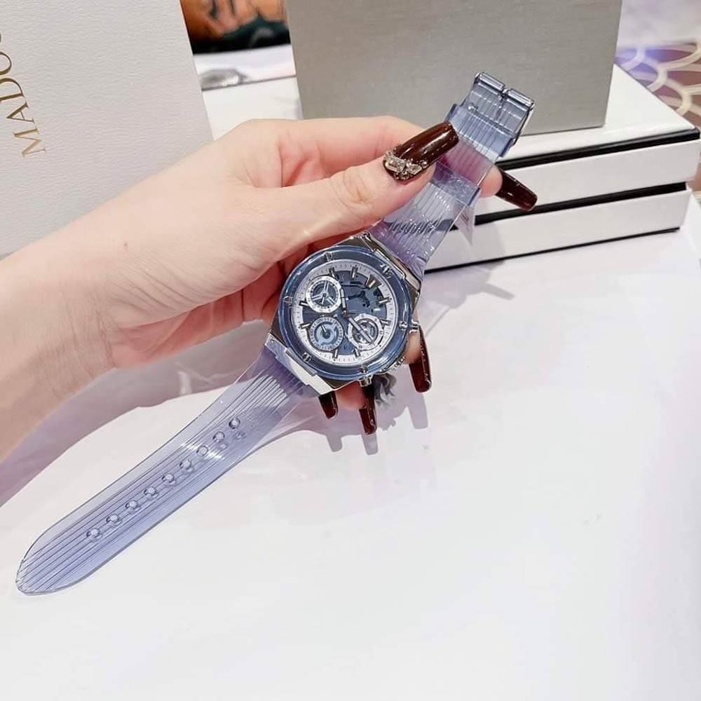 Guess Athena Active Life Clear White Dial Blue Rubber Strap Watch for Women - GW0409L1 Buy Now By Guess