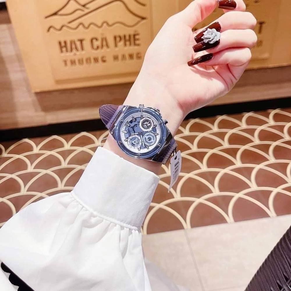 Guess Athena Active Life Clear White Dial Blue Rubber Strap Watch for Women - GW0409L1 Buy Now By Guess