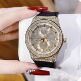 Guess Princess Crystals Gold Dial Black Silicone Strap Watch For Women - GW0439L2 Buy Now By Guess