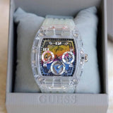 Guess Phoenix Polycarbonate Clear Multi-function Black Dial Clear Rubber Strap Watch for Men - GW0499G3 Buy Now By Guess