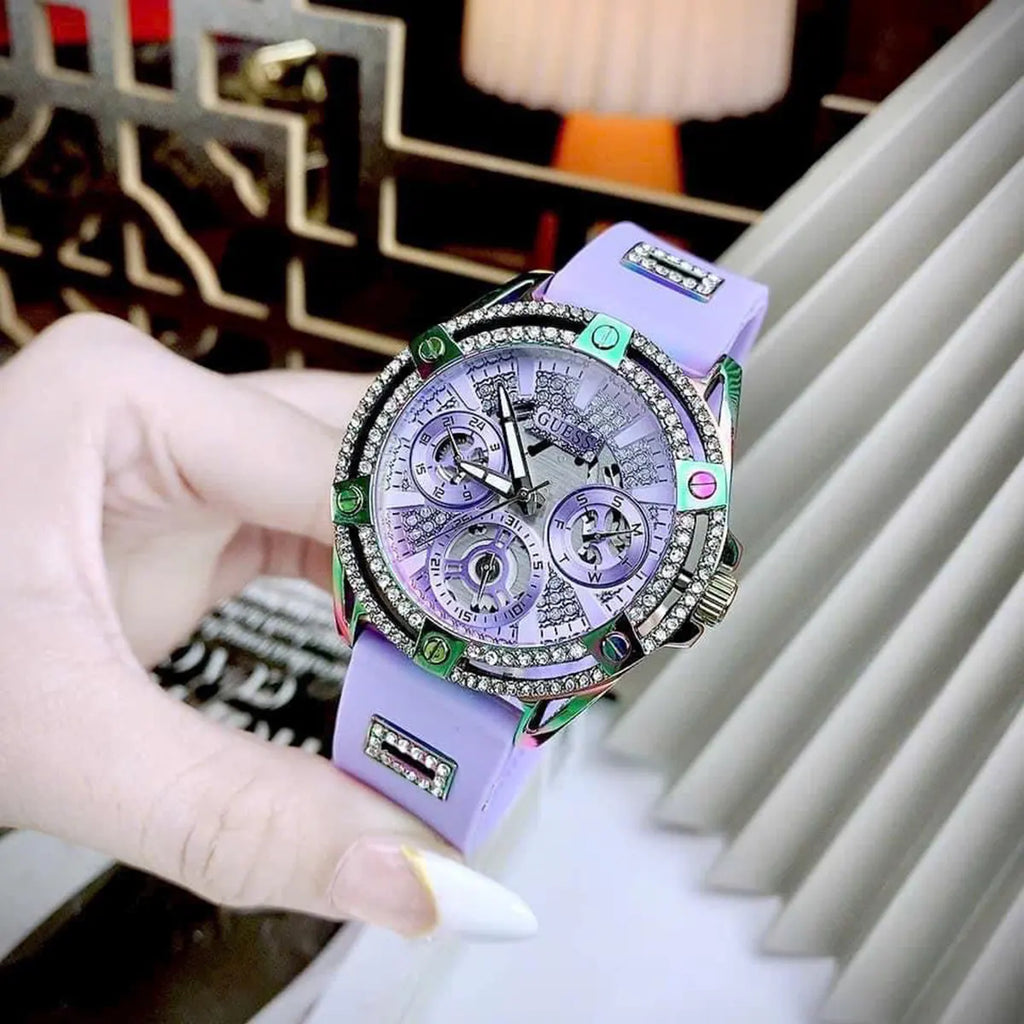 Guess Queen Quartz Purple Dial Purple Silicone Strap Watch For Women - GW0536L4 Buy Now By Guess