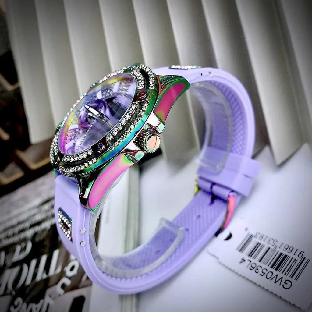 Guess Queen Quartz Purple Dial Purple Silicone Strap Watch For Women - GW0536L4 Buy Now By Guess