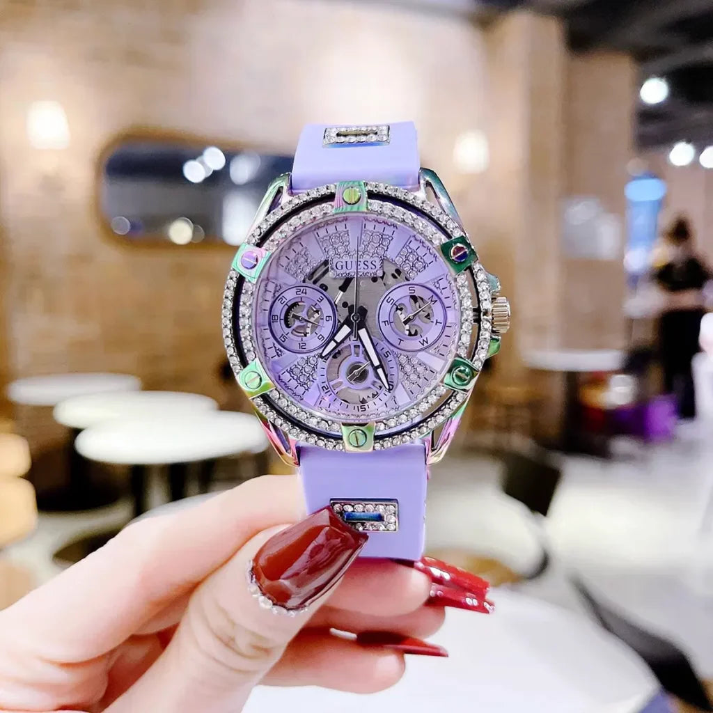 Guess Queen Quartz Purple Dial Purple Silicone Strap Watch For Women - GW0536L4 Buy Now By Guess