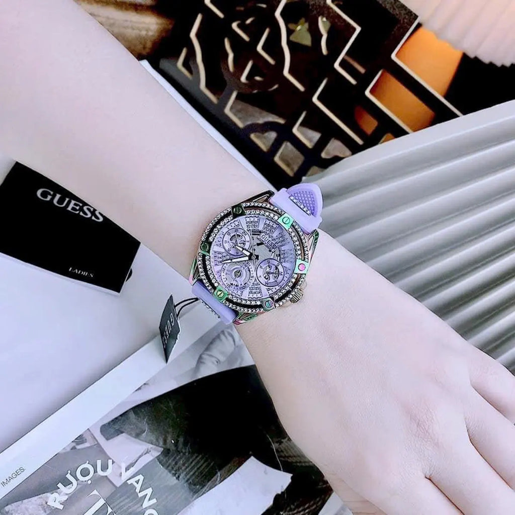Guess Queen Quartz Purple Dial Purple Silicone Strap Watch For Women - GW0536L4 Buy Now By Guess