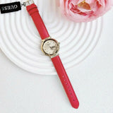 Guess Trend Gold Dial Red Dragoness Strap Watch For Women - GW0646L1