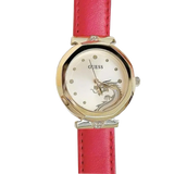 Guess Trend Dragon Gold Dial Red Leather Strap Watch For Women - GW0646L1 Buy Now By Guess