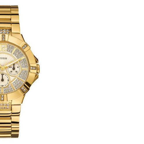 Guess Vista Diamonds Gold Dial Gold Steel Strap Watch for Women - W13573L1 Buy Now By Guess