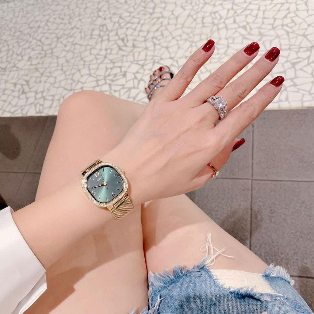 Guess Quartz Green Dial Gold Mesh Strap Watch For Women - GW0354L5 Buy Now By Guess