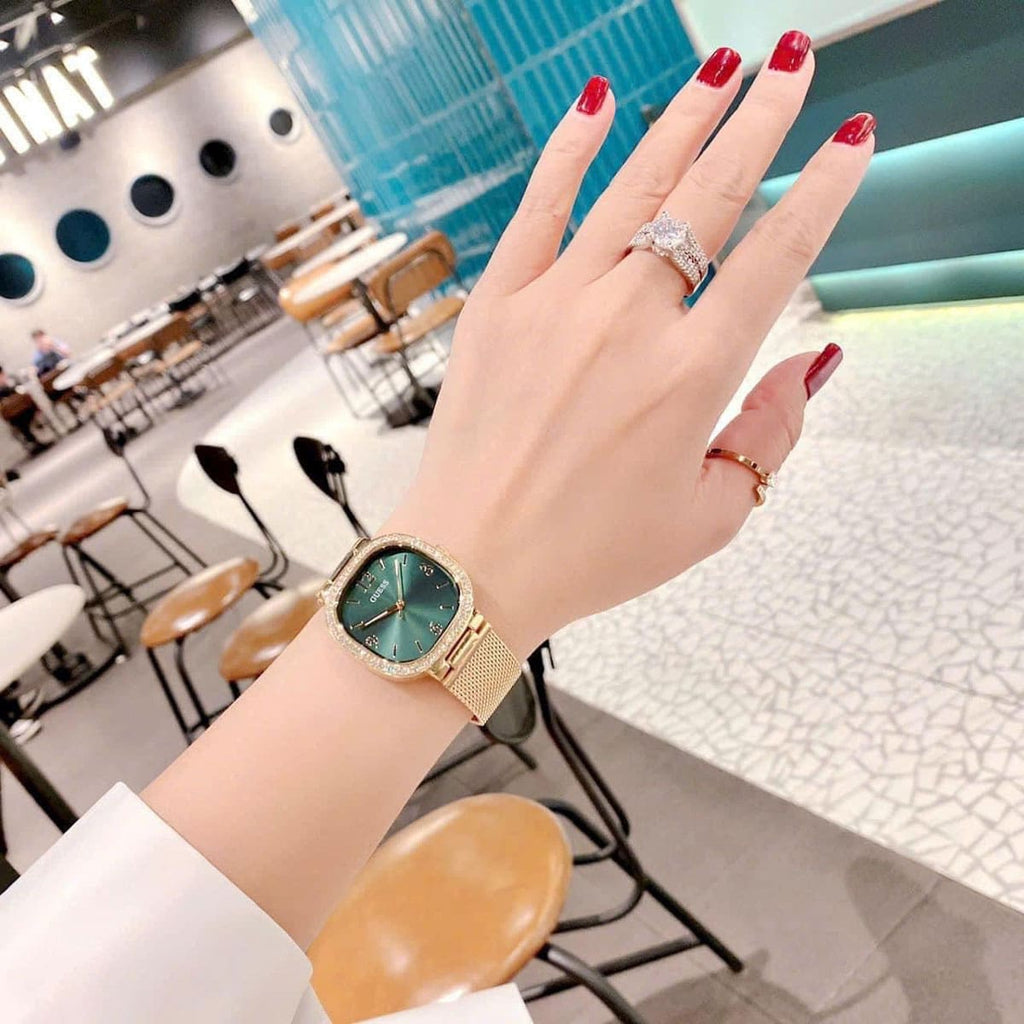 Guess Quartz Green Dial Gold Mesh Strap Watch For Women - GW0354L5 Buy Now By Guess