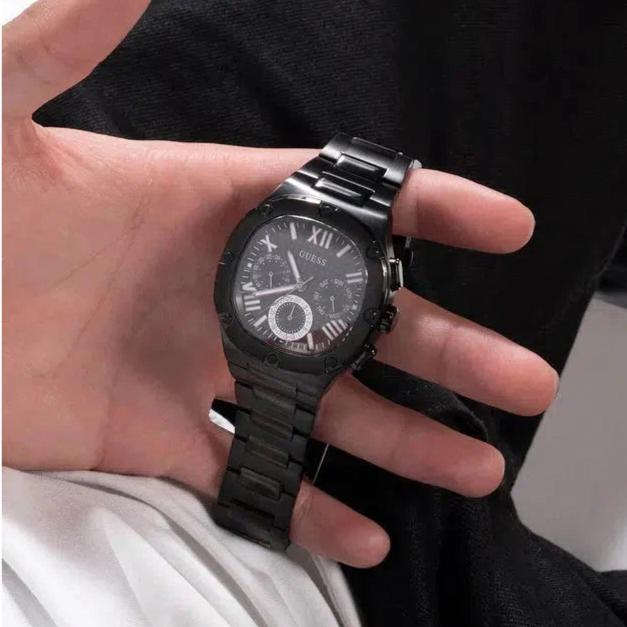 Guess Headliner Multifunction Black Dial Black Steel Strap Watch For Men - GW0572G3 Buy Now By Guess
