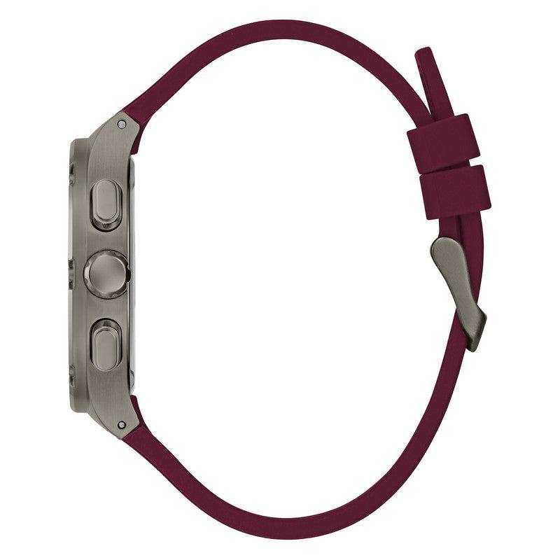 Guess Headline Multifunction Grey Dial Burgundy Silicone Strap Watch For Men - GW0571G4 Buy Now By Guess