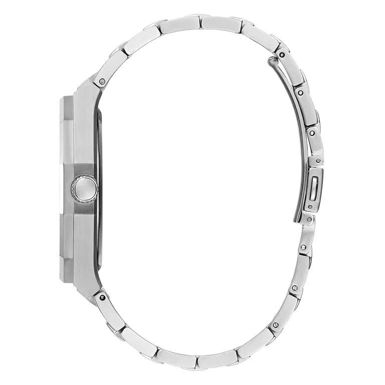 Guess Asset Quartz Blue Dial Silver Steel Strap Watch For Men - GW0575G4 Buy Now By Guess