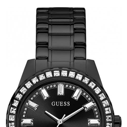Guess Sparkler Diamonds Black Dial Black Steel Strap Watch for Women - GW0111L4 Buy Now By Guess