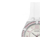 Guess Sparkling Silver Dial White Rubber Strap Watch For Women - GW0032L1 Buy Now By Guess