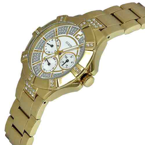 Guess Vista Diamonds Gold Dial Gold Steel Strap Watch for Women - W13573L1 Buy Now By Guess