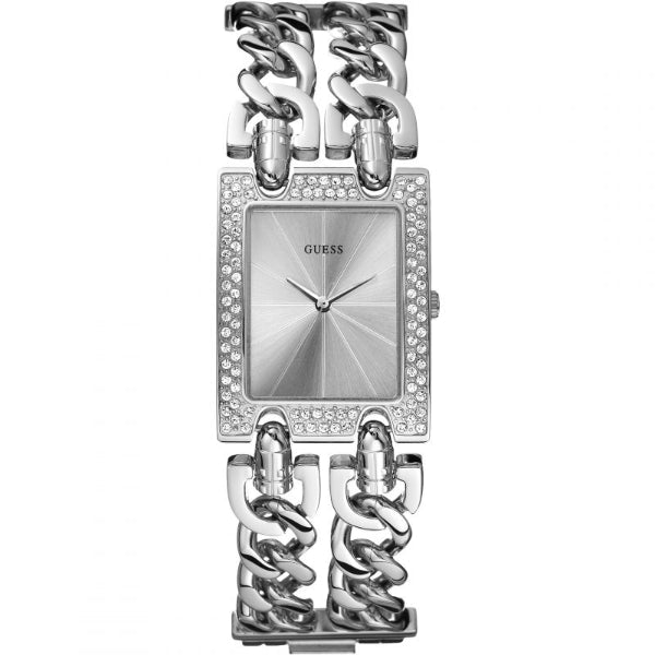 Guess Mod Heavy Metal Diamonds Silver Dial Silver Steel Strap Watch for Women - W95088L1 Buy Now By Guess