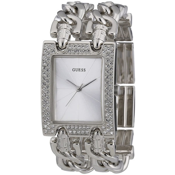 Guess Mod Heavy Metal Diamonds Silver Dial Silver Steel Strap Watch for Women - W95088L1 Buy Now By Guess