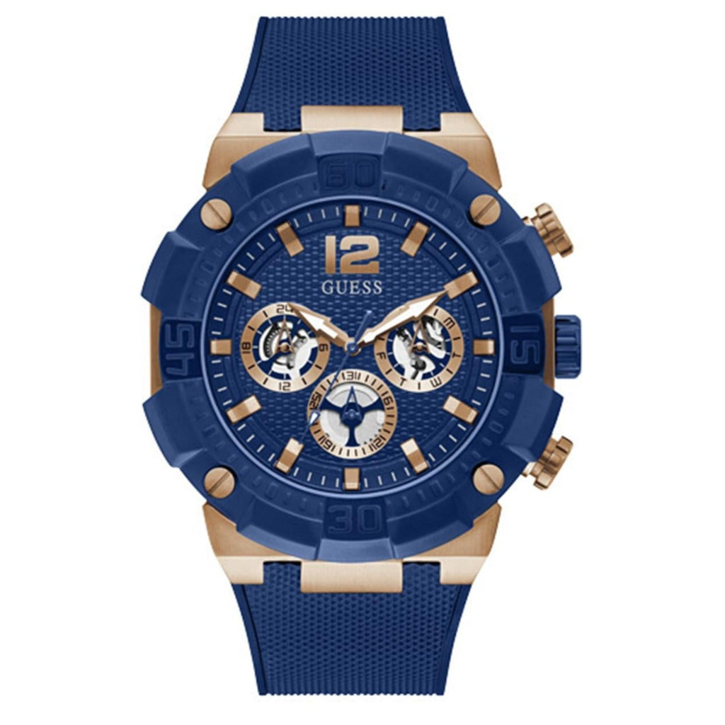 Guess Navigator Chronograph Blue Dial Blue Rubber Strap Watch for Men - GW0264G4 Buy Now By Guess