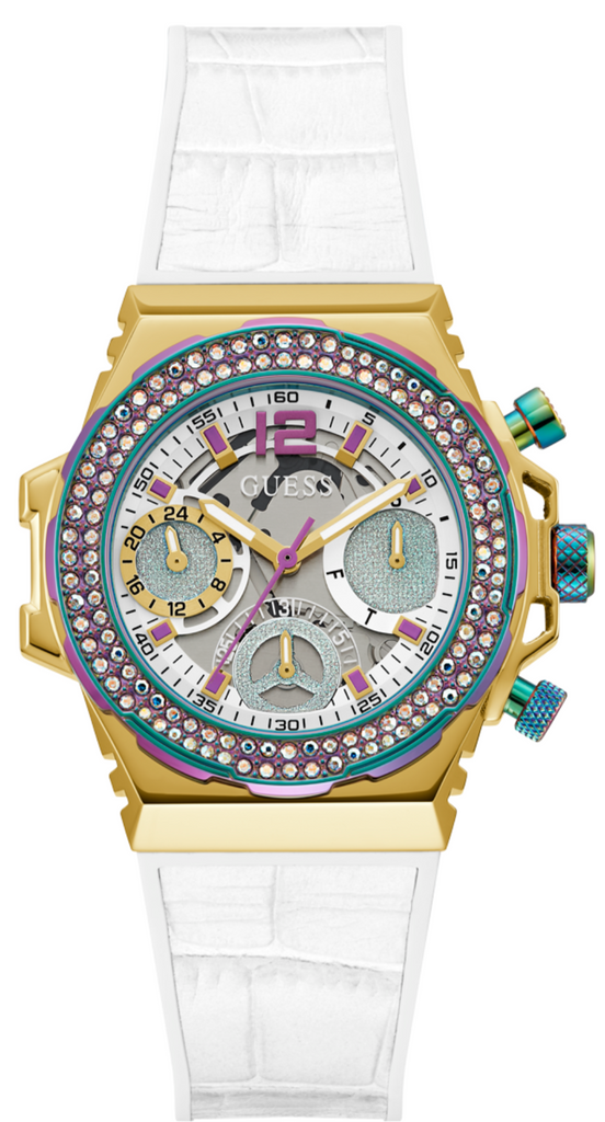 Guess Fusion Chronograph White Dial White Leather Strap Watch For Women - GW0553L2 Buy Now By Guess